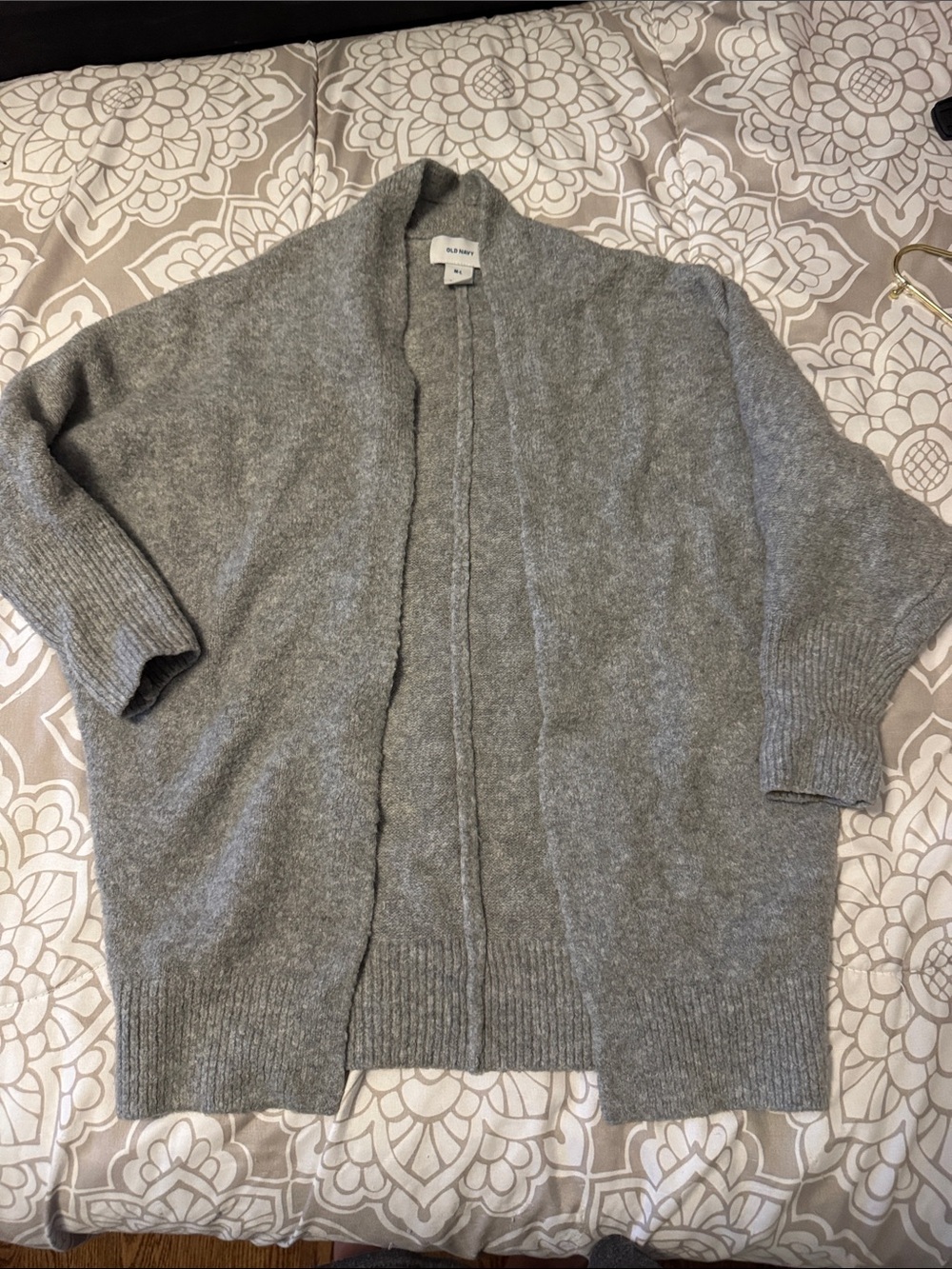 Old Navy Girls Light Gray Open-Front Relaxed Knit Cardigan Size M-L
